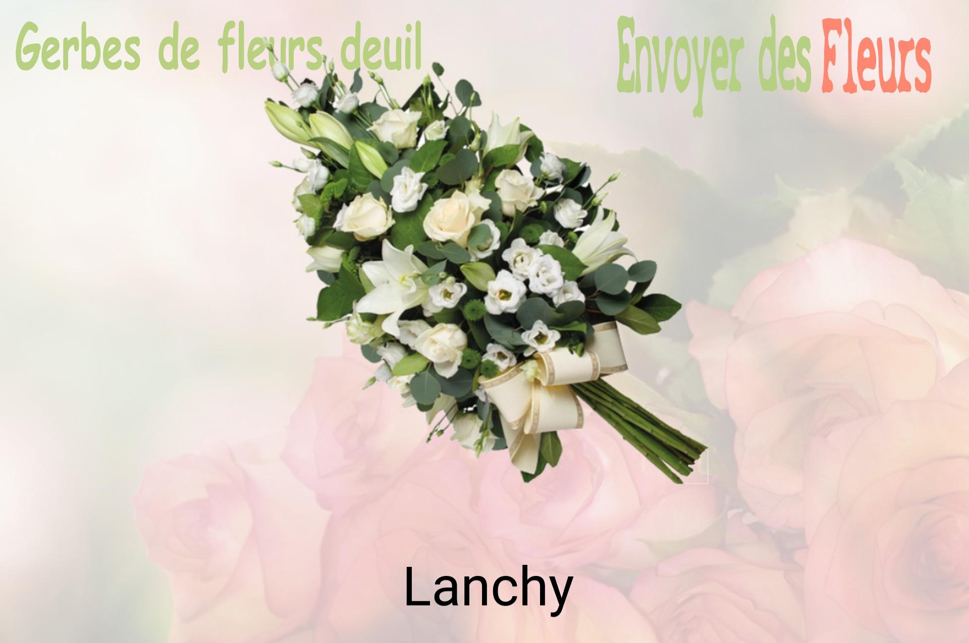 Gerbe de fleurs de deuil livrée à Lanchy